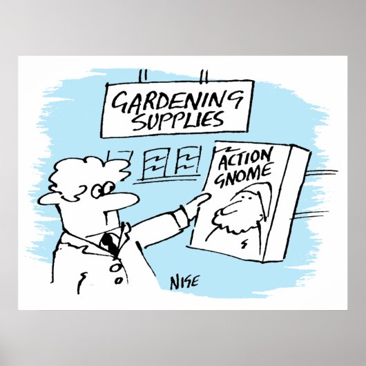 Action Gnome in Garden Center Poster (Voorkant)