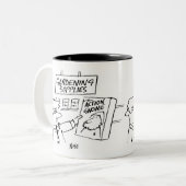 Action Gnome in Garden Center Tweekleurige Koffiemok (Voorkant links)