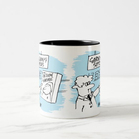 Action Gnome in Garden Center Tweekleurige Koffiemok (Center)