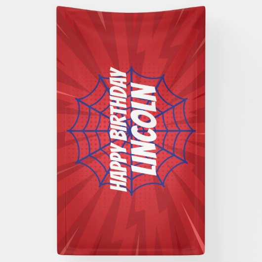 Action Hero Spiderweb Thème Anniversaire Bannière (Vertical)