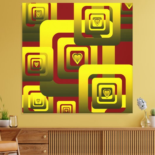 Activate My Heart Pattern Golden Canvas Afdruk (Insitu (Woonkamer))