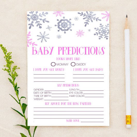 Activiteit roze snowflake Baby shower Briefpapier