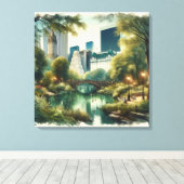 Activiteiten in de omgeving van Gapstow Bridge Cen Canvas Afdruk (Insitu (Houten vloer))