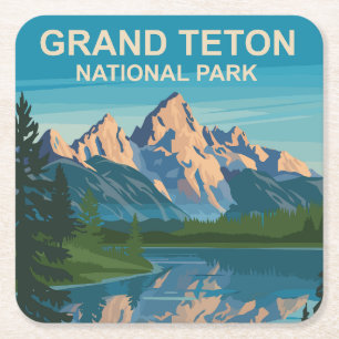 Activiteiten in de omgeving van Grand Teton Nation Vierkante Kartonnen Onderzetter
