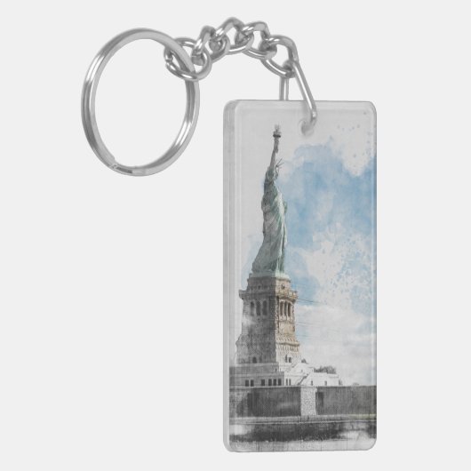Activiteiten in de omgeving van Manhattan NYC Libe Sleutelhanger (Voorkant Links)