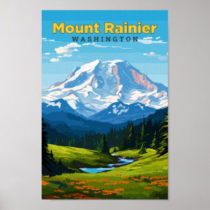 Activiteiten in de omgeving van Mount Rainier Wash Poster