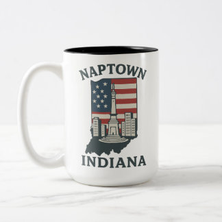 Activiteiten in de omgeving van Naptown Indiana Mo Tweekleurige Koffiemok