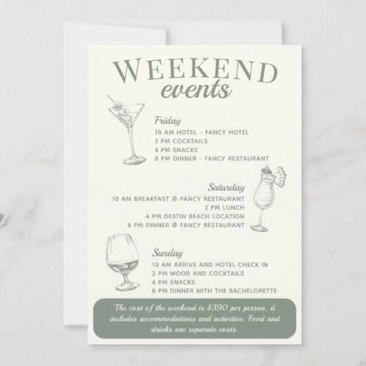 Activiteiten in de omgeving van Nashville Bachelor Kaart (Achterkant)