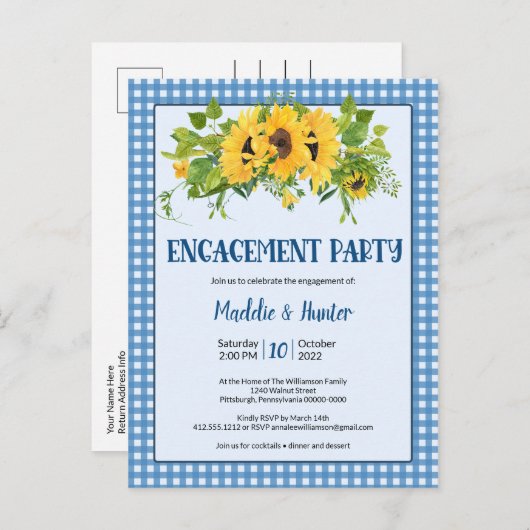 Activiteiten in de omgeving van Rustic Gingham & S Uitnodiging Briefkaart (Voorkant / Achterkant)