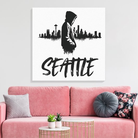 Activiteiten in de omgeving van Seattle Skyline Ur Canvas Afdruk (Insitu (Woonkamer))