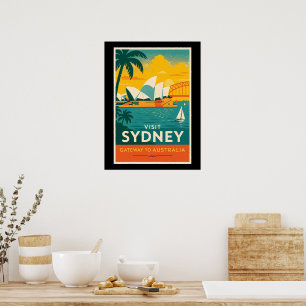 Activiteiten in de omgeving van Sydney Retro Sunse Poster