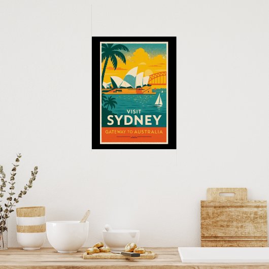 Activiteiten in de omgeving van Sydney Retro Sunse Poster (Keuken)