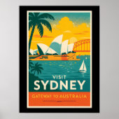 Activiteiten in de omgeving van Sydney Retro Sunse Poster (Voorkant)