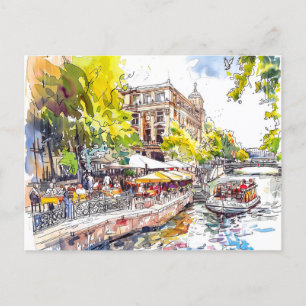 Activiteiten in de omgeving van waterverf Berlin M Briefkaart
