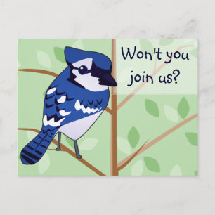 Activiteiten in de omgeving van Woodland Blue Jay Uitnodiging Briefkaart