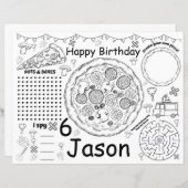 Activiteitenblad voor Pizza-verjaardagsactiviteite (Voorkant / Achterkant)