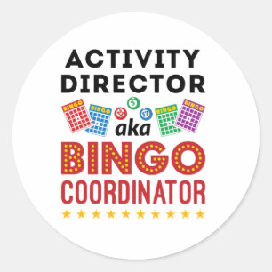 Activiteitendirecteur ook bekend als Bingo Coordin Ronde Sticker