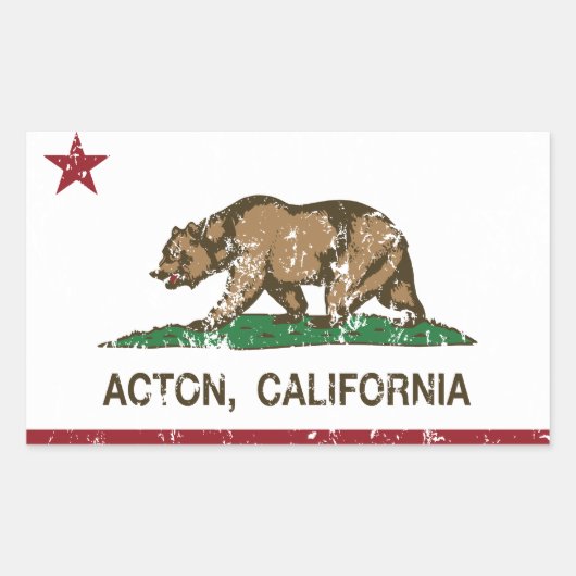 Acton California Republiek Vlag Rechthoekige Sticker (Voorkant)