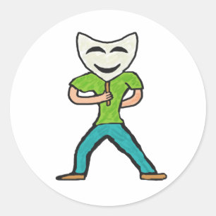 Actor die met masker werkt ronde sticker