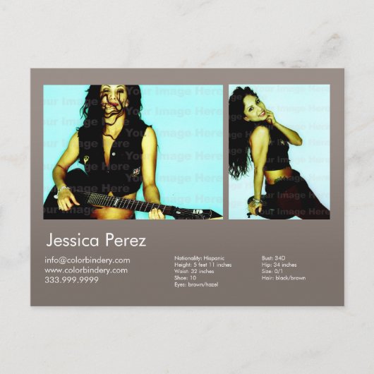 Actor en model 2 — Shot Warm Grey Headshot Comp Briefkaart (Voorkant)