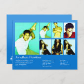 Actor en model blauwe headshot Comp Briefkaart (Voorkant / Achterkant)