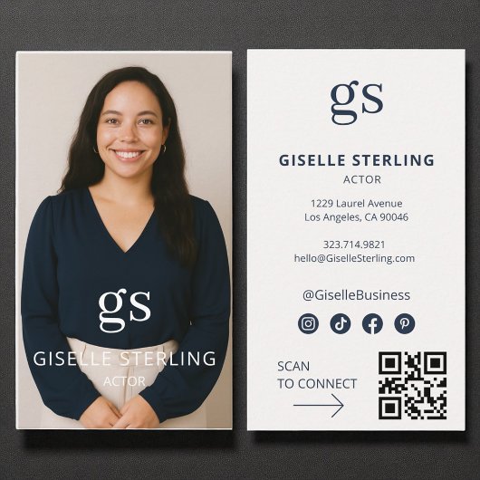 Actor Foto Sociale Media QR Code Modern Visitekaartje