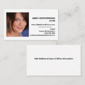 Actor Headshot Agent Informatie Horizontaal Visitekaartje (Voorkant / Achterkant)