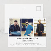 Actor Model Comp/Zed Card 3 Photo White Briefkaart (Voorkant / Achterkant)