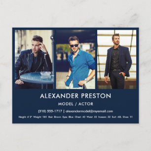 Actor Model Comp/Zed Kaart 3 Foto Blauw Briefkaart