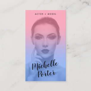 Actormodellen foto blauwe roze gradiënt visitekaartje