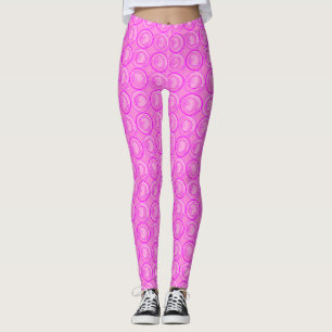 Actuele cirkels Achtergrond bloemen Roze Leggings