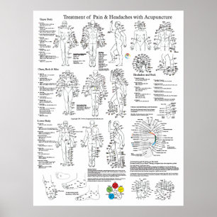 Acupunctie Behandeling van pijn en hoofdpijn Poster