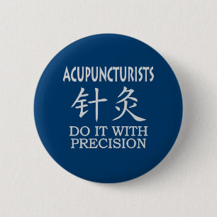 Acupunctie Chinees symbool Ronde Button 5,7 Cm