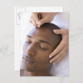 Acupuncture. Acupuncturist inserting a needle Briefkaart (Voorkant / Achterkant)