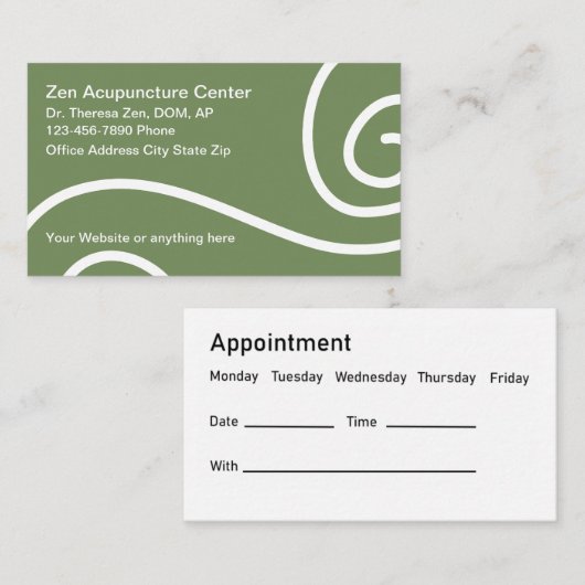 Acupuncture Nomination Cartes de visite Médicales (Devant / Derrière)