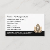 Acupuncture Thérapie Acupuncturiste Cartes de visi (Devant)