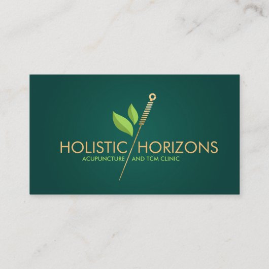 Acupunctuur Naald en bladeren Visitekaartje (Voorkant)