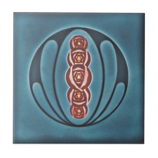 AD006 Art Deco Reproduction Ceramic Tile Tegeltje (Voorkant)