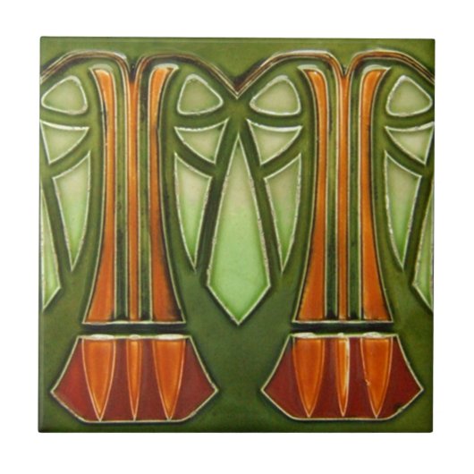 AD028 Art Deco Reproduction Ceramic Tile Tegeltje (Voorkant)