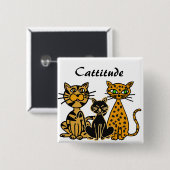 AD- Funny Cattitude Cats Button (Voorkant /achterkant)