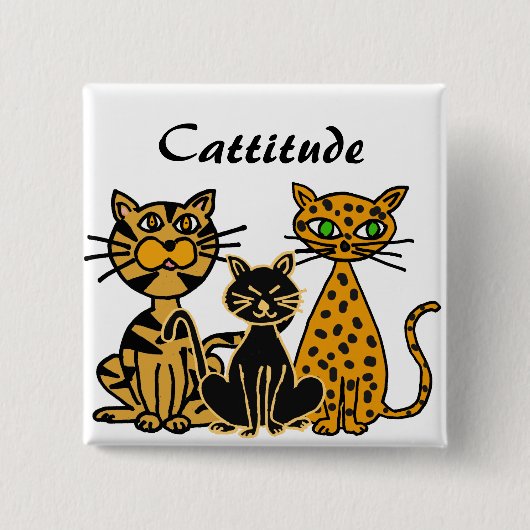 AD- Funny Cattitude Cats Button (Voorkant)