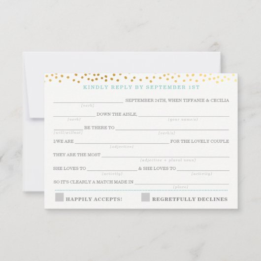 AD LIB RSVP RÉPONDRE fun rustique confetti menthe  (Devant)