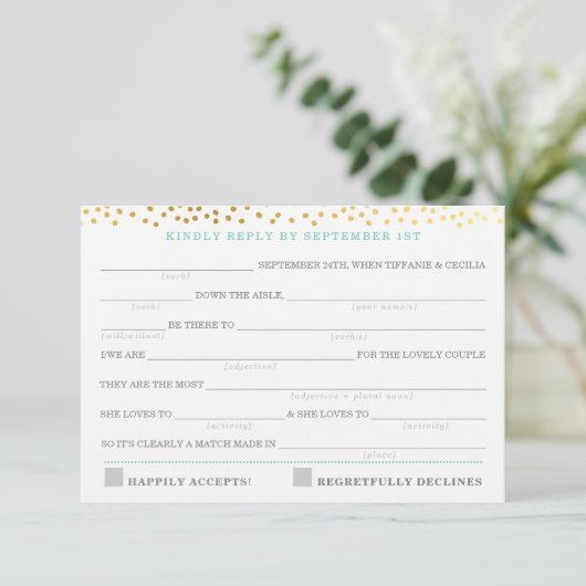 AD LIB RSVP RÉPONDRE fun rustique confetti menthe  (Debout devant)