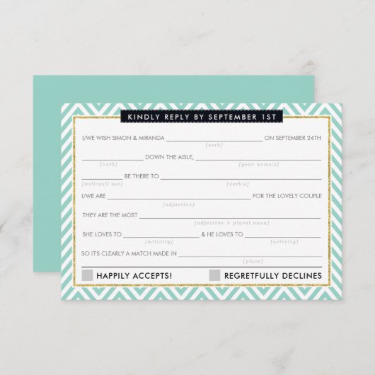 AD LIB RSVP RÉPONDRE fun simple bold chervon ment (Devant / Derrière)