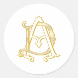 AD- of DA-monogram  antiek sticker in goud
