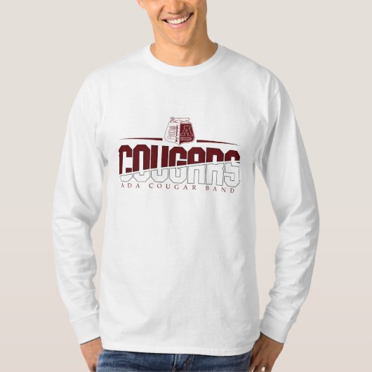Ada Cougar Band T-shirt met lange mouwen Wit (Voorkant)