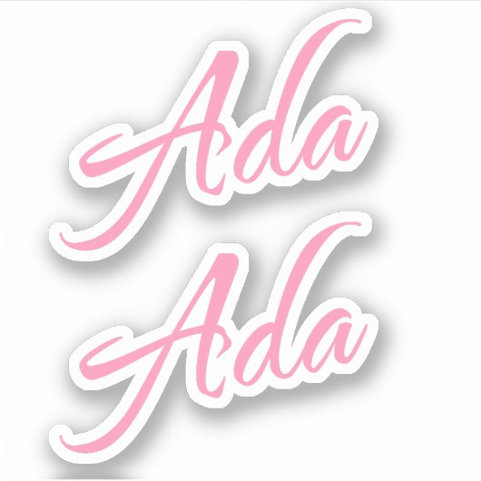 Ada Decoratieve Naam in Roze x2 Sticker (Voorkant)