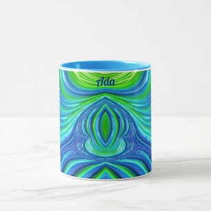 ADA ~ Zany 3D Fractal ~ Mug Bleu Vert