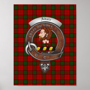 Adair Clan Badge & Tartan Poster 8.5x11