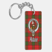 Adair Clan Badge/Tartan Rechthoek Sleutelhanger (Voorkant Links)